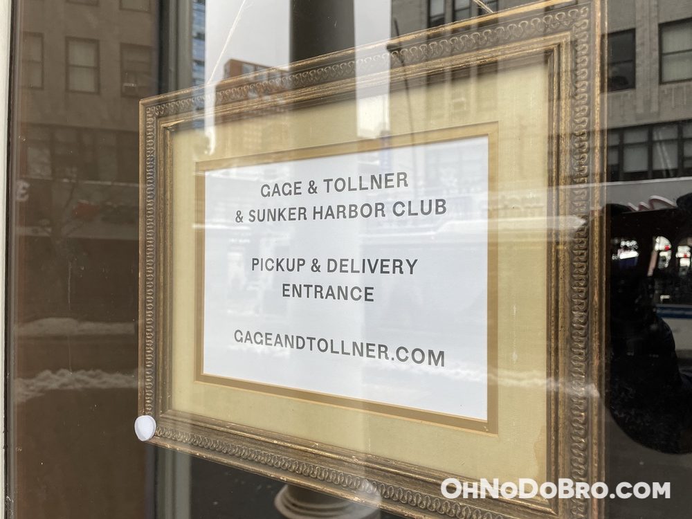 Gage & Tollner pickup and delivery sign