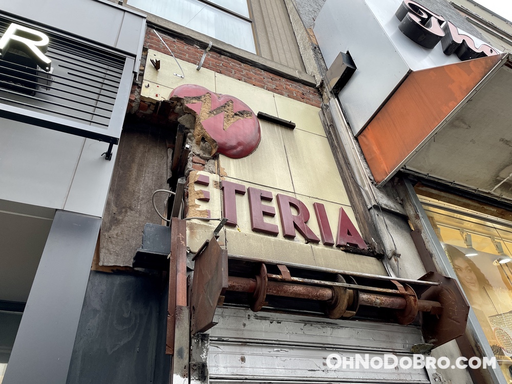 Close up old Cafeteria sign