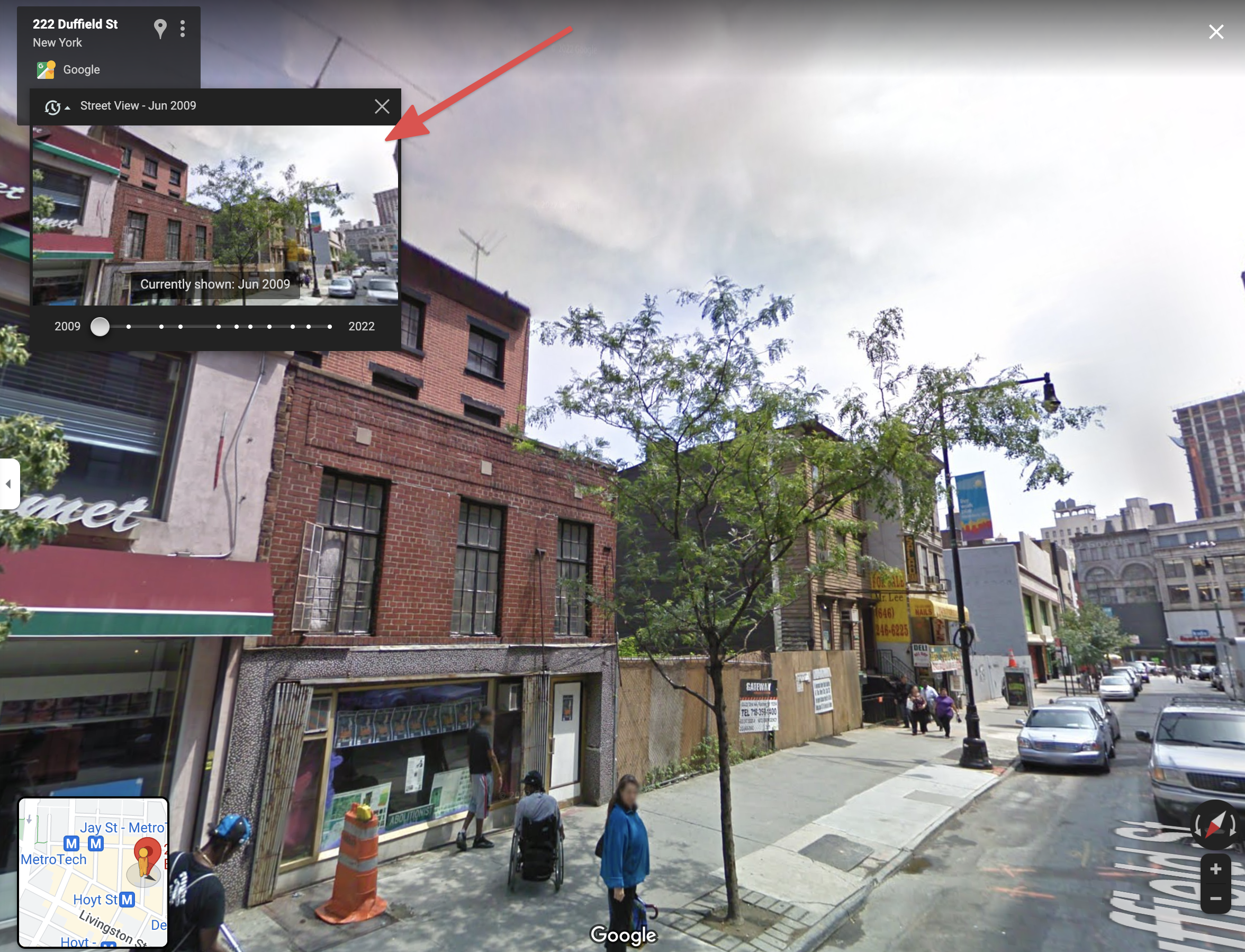 Duffield Street in 2009 from Google Street View