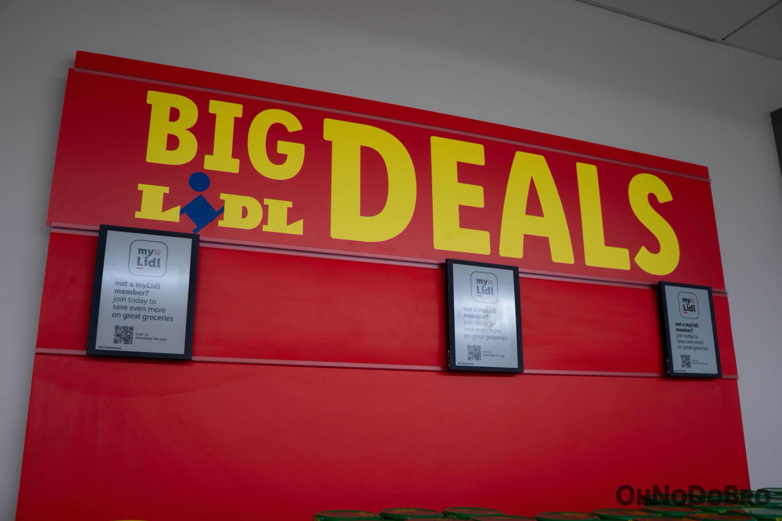 Close up of a wall sign showing the words Big Lidl Deals